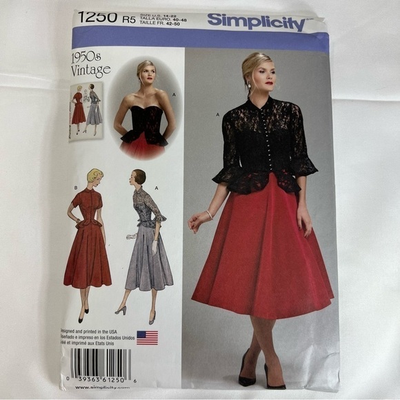 Simplicity Sewing pattern 1250: 1950's Vintage size 14-22 - Picture 1 of 6